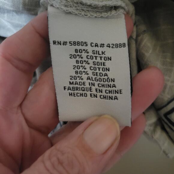 Island Shares Shirt Mens 4x Gray Pattern Button Up 100% Silk - Picture 5 of 10